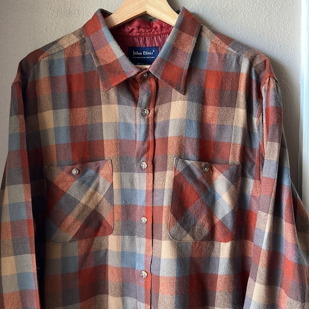JOHN BLAIR Plaid Long Sleeve Button Down Shirt